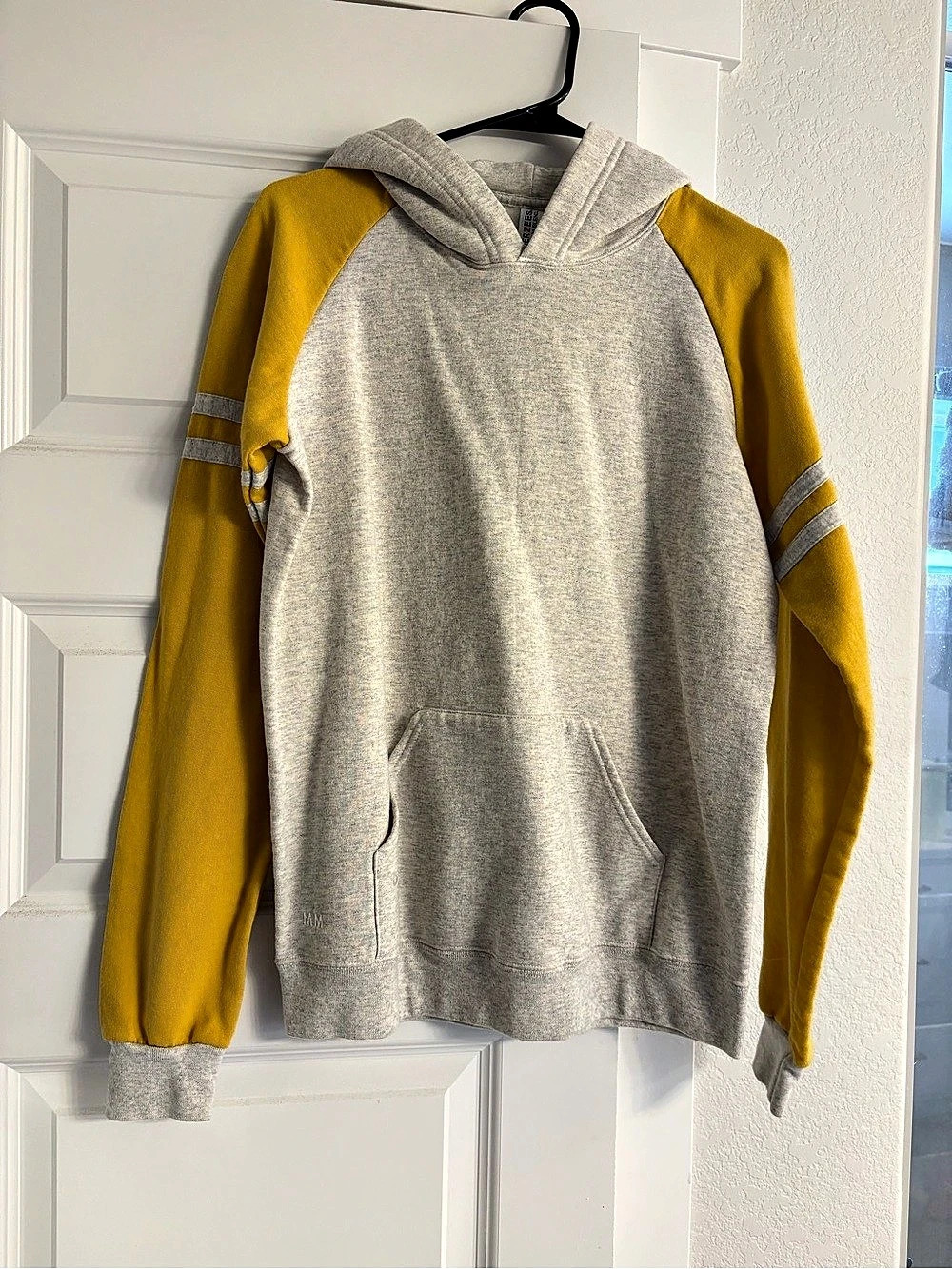 Jerzees Color Block Hoodie Gray & Yellow Size Medium